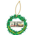 Vegas Roulette Table on Bill Wreath Ornament w/ Mirrored Back (10 Sq. Inch)